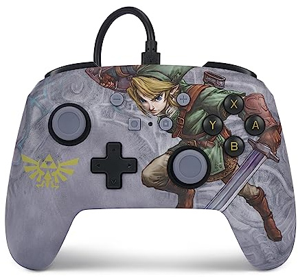 Verbesserter Kabelgebundener PowerA Controller für Nintendo Switch – Tapferer Link, Gamepad, Game-Controller, Kabelgebundener Controller, Offiziell Lizenziert
