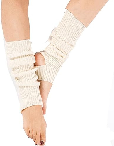 Yurosiay Scaldamuscoli da balletto lavorati a maglia 43cm Scaldamuscoli da danza Ragazze Donne Inverno Caldi Scaldamuscoli per gambe lavorati a maglia Con foro per tallone Morbidi Legwarmer