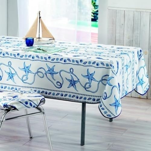 Promo Linge Nappe Rectangle (150x240cm ou 150x300cm) ou Ronde (180cm) Anti-Tâche Marin Blanc 100% Polyester (150_x_300cm)
