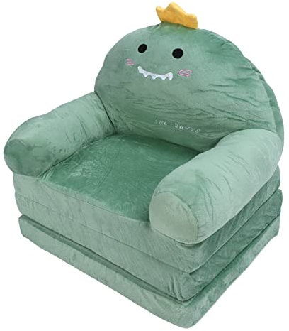 Derefine Faltbares Kleines Kindersofa, Dinosaurier, Weiches und Bequemes Kindersofa für Kleinkinder und Kinder (3 Schichten), Grün, 33 cm x 51 cm x 17 cm