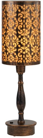 UMEXUS LED Rechargeable Cordless Table Lamp with Dimmer, Small Battery Operated Lights, Touch Nightstand Lamp, Vintage Bronze Ambient Lighting Home Living Room Side End Entryway Table Outdoor Patio