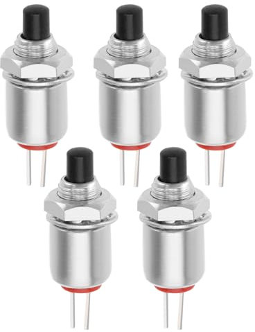 eMagTech 5 Stück 2-poliger Mikrominiatur Momentan Druckknopf DS-402 Mini Druckschalter Micro Lockless Momentane Druckschalter Aus-(EIN) SPST 125 V 1 A 5 mm, Schwarz