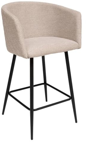 Atmosphera - Fauteuil de Bar Marlo Beige - H 101 cm - Tissu Matelassé, Pieds Métal, avec Accoudoirs - pour Cuisine, Îlot Central