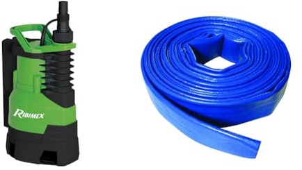 Ribiland Pompe submersible pour eaux usées 750 W avec flotteur intégré & Silverline 633827 Polychlorure de vinyle (PVC) Tuyau de refoulement 10 m x 25 mm