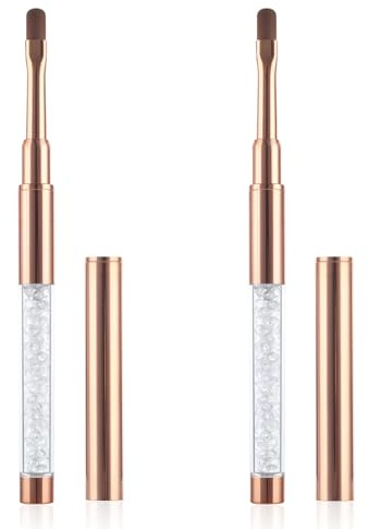 Piriuuo 2 pinceles y gel, cepillo con tapa, accesorios de uñas, mango de diamantes