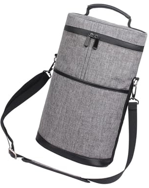 PURPLELILY Sac à vin isotherme avec bandoulière réglable et séparateur amovible Durabilité Oxford pour pique-niques en plein air Sac organisateur de bouteille de vin