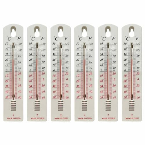 Inomhustermometer – 6 stycken ℉ & ℃ Lätt att installera, exakt rumstermometer, inomhus och utomhus temperaturövervakning, väggmonterad temperaturmätare, exakt för , garage, L