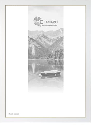 CLAMARO 'Collage' Bilderrahmen 70x140 handgefertigt nach Maß | Weiss Matt | Moderner eckiger MDF Holzbilderrahmen inkl. Acrylglas, Rückwand und Aufhänger (querformat & Hochformat)