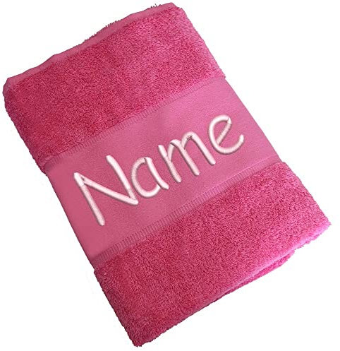 Elefantasie Handtuch Badetuch Badehandtuch aus 100% Baumwolle mit Namen personalisiert Bestickt Pink 70x140cm