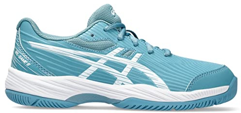 ASICS Kid's Gel-Game 9 Grade School Tennis Shoes, 1, GRIS Blue/White