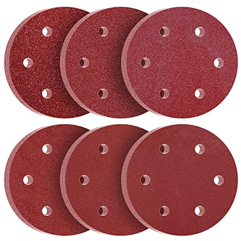 KONGMING 225mm Sanding Discs 60pcs 6 Hole Grit P40 P60 P80 P120 P180 P240 9 inch Sanding Disc Hook and Loop for Drywall Sander
