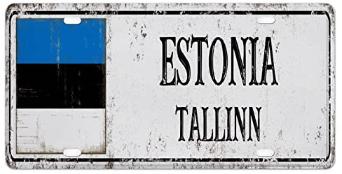 Placa de metal para coche de Estonia para la parte delantera del coche, accesorios personalizados para coche, recuerdo de la ciudad capital, cubierta de matrícula de metal de aluminio para hombres/