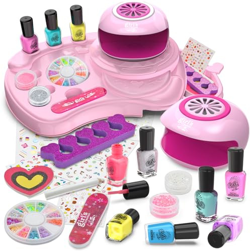 LemonDream Nagelstudio Kinder, Geschenk Mädchen 6 7 8 9 10 11 12-Jahre Kind für Nagellack Set, Geschenke für Kinder Make-up Set für Geburtstag Weihnachten Halloween Party