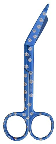 Verbandsschere, 14 cm, mehrfarbig, Pfotenabdruck, Tierärzte, Erste-Hilfe-Schere, Edelstahl, ideal für Krankenschwestern, Medizinstudenten, Sanitäter, Tierärzte, Erste Hilfe (blaue Pfoten)