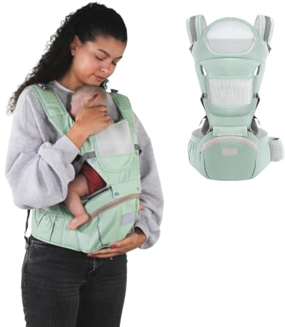 Mobiclinic® kids, Mochila portabebés, 6 en 1, Moley, Multiposición, Plegable, Bolsillo con cremallera, Reposa biberón, Algodón premium suave, 0-36 meses, Para recién nacidos y niños