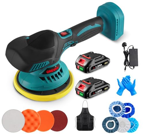 Cordless Car Polisher Buffers Electric Polishing Machines - 150MM 6 Speed ​​Car Buffer Polishing for Auto Detailing/Waxing (Incl.2 Batteries & Charger)