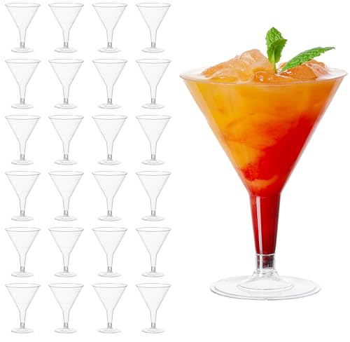 MATANA 24 Plastik Cocktailgläser, Martini Gläser Kunststoff, 210ml - Wiederverwendbar - Mehrweg Plastikbecher - Margarita Gläser, Cocktail Becher für Partys, Geburtstagen, Hochzeiten