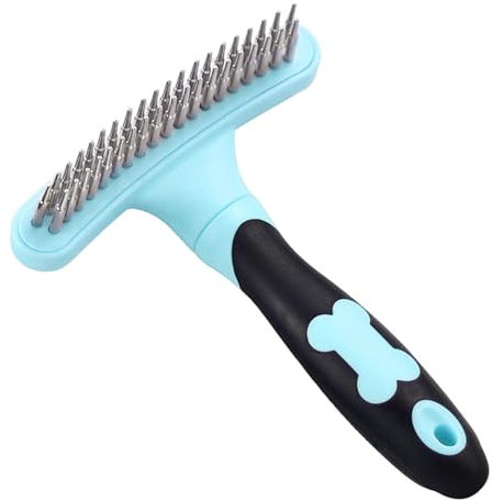 Dog Undercoat Rake, Dog Brushes For Shedding, Double Row Stainless Steel Pins Dog Brushes, Dog Dematting Brush Comb, Pet Grooming Rake, Undercoat Brush For Dog Grooming
