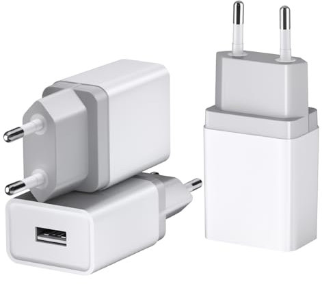 Cargadores USB Paquete de 3 12W(5V/2,4A) Adaptador USB Adaptador de Corriente USB Cargador de Pared USB Enchufe de Carga USB Compatible con iPhone, Samsung, Xiaomi Cargador movil Enchufe USB