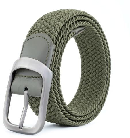 BOZEVON Elastischer Gürtel Herren - Geflochtener Stretchgürtel Unisex Gewebter Gürtel Lässiger Gürtel Verstellbar Stretchgürtel Männer Flechtgürtel (Grün)