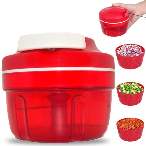 Affettatrice per cipolle, verdure cipolla tritatutto per la casa, design con cordoncino, tagliaverdure manuale, accessorio da cucina per insalata, carne, aglio, noci, frutta e erba