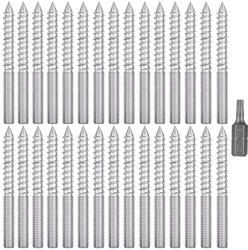 30pcs Vis à Double Filetage - Avec 1 Embout Torx M6*60mm Galvanisé Cintre Boulon Vis Double Filetage, Boulons De Suspension Torx Pour Le Raccordement De Meubles En Bois Et L'Installation ÉLectrique