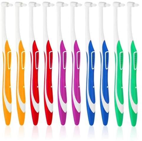 SAIIURV 10 spazzolini da denti a cielo, per apparecchi ortodontici, spazzolini interdentali con tappi di protezione, spazzola punteggiata, pulizia profonda, spazzolini manuali per la cura orale