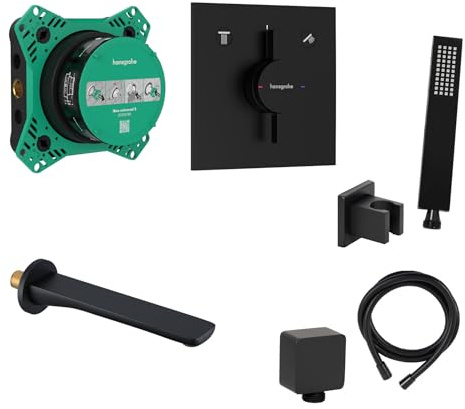 vanvilla Wannenset mit Unterputz Armatur von Hansgrohe Duo Turn E, vanvilla Handbrause, Wanneneinlauf, schwarz matt Wannen-SET HGS241