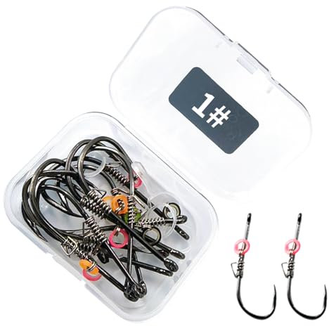 Ganchos fijos para camarones - Conjunto de Ganchos con Barba Compensada, de Agua Salada | Herramientas de Pescadores Reutilizables con Caja para Bares, ríos, Lagos, Barco
