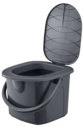 BranQ - Home Essential, tillverkad av 100% återvunnet material, ekologisk, mobil campingtoalett 15,5 liter med max. Lastkapacitet upp till 120 kg, ECO grå