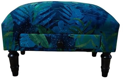AcaciaHome Stylish & Durable Tapestry Deluxe Upholstered Ottoman Footstool with Drawer - Solid wood Lounge Padded Removable Legs Stool for Home, Bedroom, Living Space or Office (Floral Fabric)
