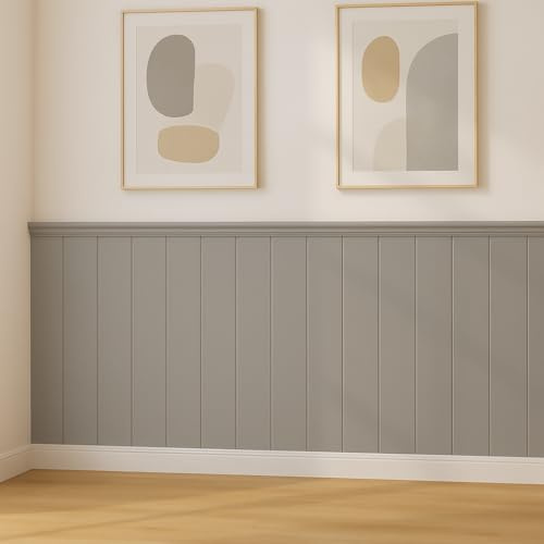 Home Treats Wall Panelling Kit Tongue & Groove Paintable MDF Wood Wall Panel Slats