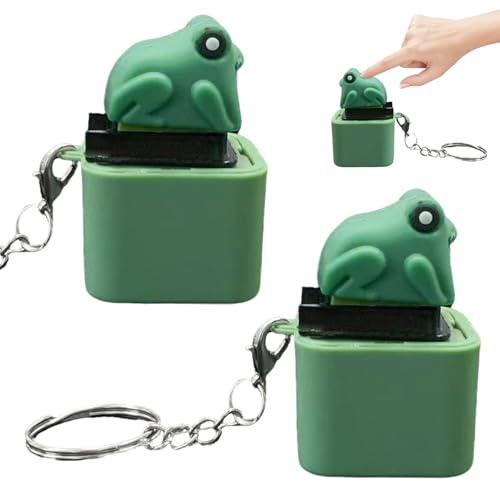 Portachiavi Sensoriale Rana, 2 pezzi Portachiavi Rana Fidget, Giocattolo antistress a forma di rana, Giocattolo Antistress Cliccante A Rana, antistress e ansiolitico per adulti, Frog