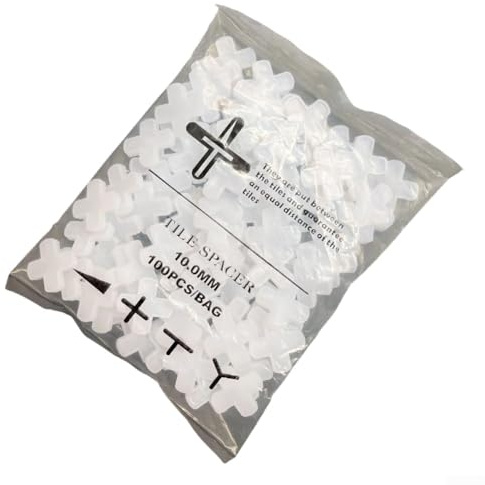 Gdfnmogo 100 clips cruzados espaciadores de azulejos de 10 mm para colocación de suelos y paredes, sistema de nivelación de azulejos cruzados de plástico para alineación de azulejos, color blanco