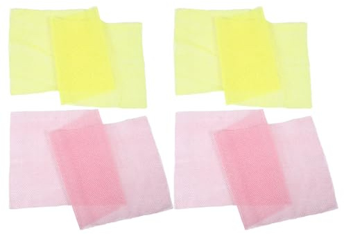 VILLFUL 4pezzi Spugna Rete Africana da Esfoliante Riutilizzabile Asciugatura Rapida Spugna da Bagno Esfoliante Delicata Portatile per Viso da Viaggio Giallo e Rosa