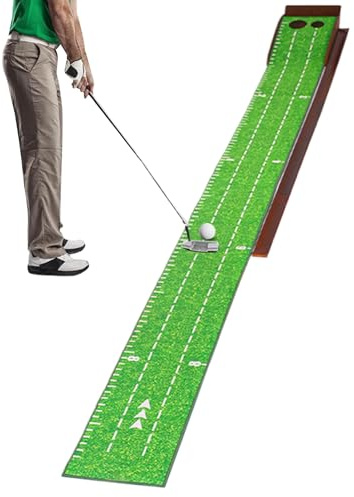 Tappeto Da Putting Indoor | Accessorio per Allenamento Golf con Costruzione in Legno Massello e Base Anti-Scivolo - Tappetino da Palestra Interno per Putting - Per Uomini Donne Adulti Per Esterno Cort