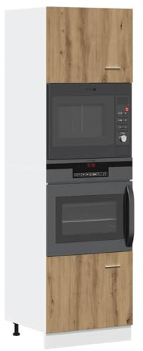 Owoxanthellate Armadio per microonde Lyon Artisan, 60 x 57 x 207 cm, in legno con 4 scomparti, salvaspazio, per cucina, sala da pranzo, corridoio