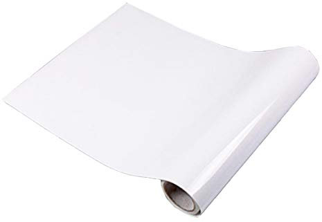 Carta autoadesiva bianca, perlacea, in vinile, molto lucida, per rivestire i mobili della cucina o della cabina armadio, 60,4 x 495,3 cm.