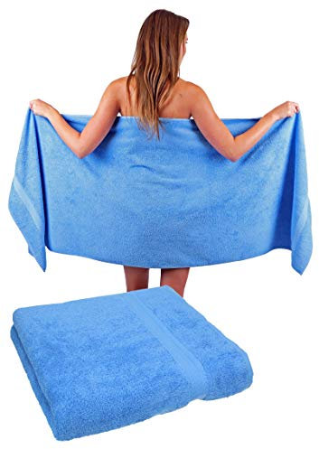 Betz 2 Stück Saunatücher XXL Badetuch Liegetuch Strandlaken Saunahandtuch Premium Frottee 100% Baumwolle Größe 70 x 200 cm Farbe hellblau