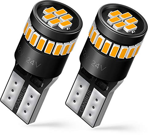 AUXITO 194 LED Bulb Amber Yellow 168 2825 W5W T10 Wedge 24-SMD 3014 Chipsets Replacement Bulbs for Car Dome Map License Plate Courtesy Step Lights (Pack of 2)