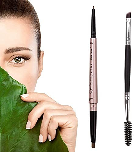 HeyBeauty Eyebrow Pencil with Brow Brush, Double Ended Eyebrow Pen, Automatic Makeup Cosmetic Tool, (Light Coffee)
