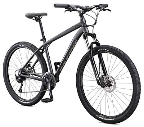 Mongoose Switchback Expert Hardtail Mountain Bike for Adult Men Women, Front Suspension, 18-Speed, 27.5-Inch Wheels, Hydraulic Disc Brakes, Small Aluminum Frame, Grey