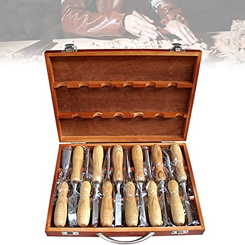 Holz-Schnitzwerkzeug Set, 12 Stücke Professionelle Holzschnitzerei Hand Meißel Set, DIY Holzbearbeitung Sculpting Werkzeuge Holz-Schnitzmesser Mit Holzkiste Für Tischler,DIY Holz Craft Anfänger
