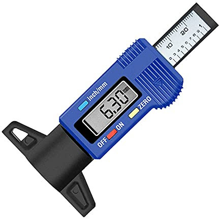 RUIZHI Digitale Misuratore di Profondità Battistrada 0-25,4mm LCD Display Misuratore di Calibro Pneumatico per Bicicletta, Auto, Camion,Moto (blu)