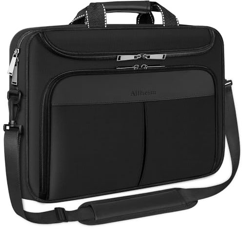 Alfheim Laptoptasche 17 Zoll Laptop Aktentasche wasserdichte Multifunktionale mit Schultergurt, Herren Frauen Lenovo Acer ASUS Dell HP Samsung Notebook Umhängetasche für Reisen/Business (Schwarz)