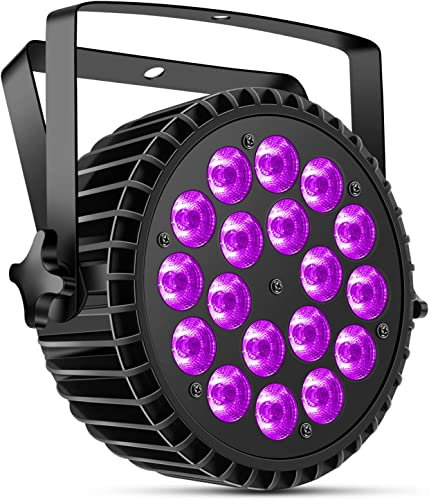 DELIBANG 18 LED Par DMX512, UV RGB Luci Palcoscenico Discoteca DJ Faretti Auto Sound 200W 8CH Alluminio Fari Effetti Luce Stroboscopica per Festa Prestazione Halloween Natale