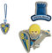 Step by Step Magic MAGS Playmobil „Novelmore Arwynn“, 3-teilig, 2 Magnet-Applikationen und 1 Anhänger, passend zum Schulranzen oder Vorschulrucksack, blau-grau-gelb, Ritter-Design