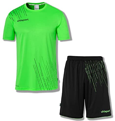 uhlsport Jungen Score 26 Fußball Trikot-Set - Fußball-Set Bestehend Aus Trainings-Shirt Und Trainings-Hose, Fluo Grün/Schwarz, 152 EU