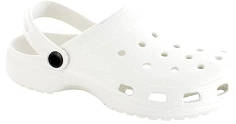 ella Shoes Womens Clogs EVA Slip On Moulded Footbed Lightweight Comfort Stylish Pool Beach Garden Colourful Tie Dye Mules (White, UK 6)