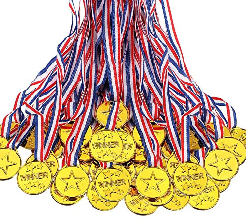 Dciustfhe 100 StüCk Kinder-Kunststoff-Gewinnermedaillen Goldgewinner-Medaillen für Olympischen, Partydekorationen und Auszeichnungen